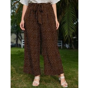 Plus Belted Polka Dot Wide Leg Pants